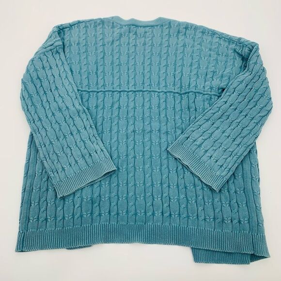 POL | vintage style Women's Blue Cable Knit oversized cardigan Sweater | large - Picture 5 of 6